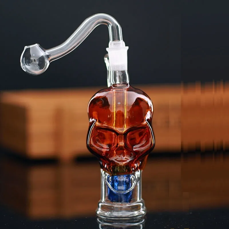 Colorful Mini Skull Gourd Glass Hookahs Dab Rig Bongs Water Pipes Percolator Downstem Oil Burner Bongs Smoking Pipe