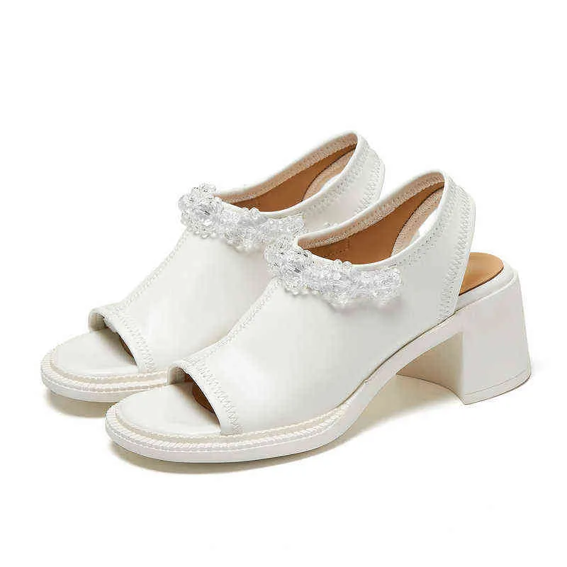 Scarpe eleganti Diamante Vera Pelle Roma Donna Sandali Marca Open Toe Tacchi alti Slip-on Party Lady Basic 220318