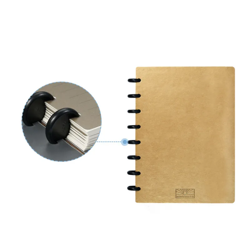 FromThenon A5 MUSHROOM HOLE Notebook Cover Pu Leather Disc Bundna Loose Leaf Planner Shell Business Stationery Accessories 220713