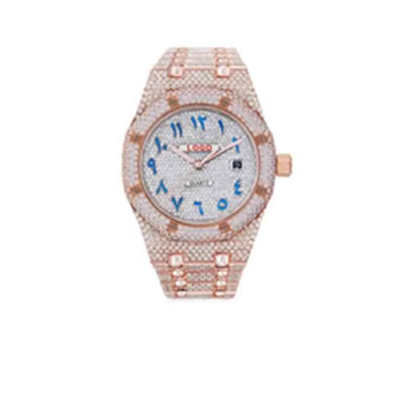 Blu Ny Dign Japane Quartz Movement Custom Blue Arabic Number Diamond Luxury Wrist Watch för män Kvinnor smycken 2zboj292r