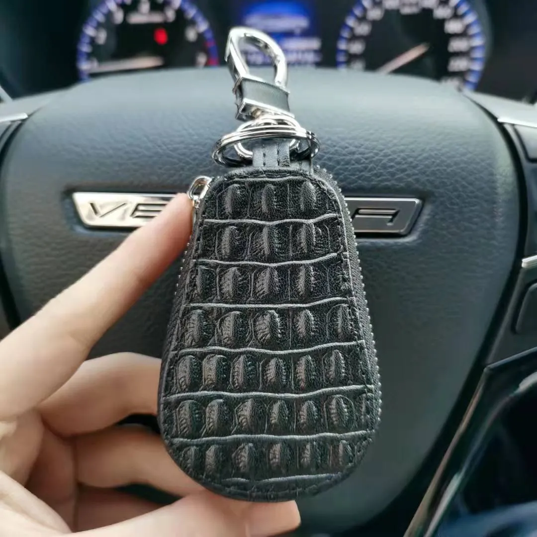 Neue universelle Lederschlüsselhülle für Autoschlüsselorganisator Männer Frauen Schlüsselbund Taille Reißverschluss Schlüssel Brieftasche Männer Bag Car Accessoires