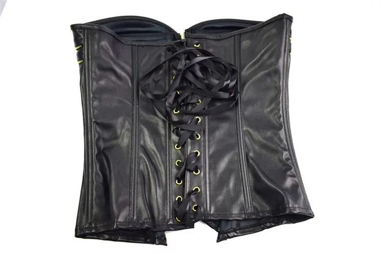 Zip Up Dress Bottoming Corset Leather Court Sexy Underbust Taille Trainer Corselet S en Bustiers Tops Women 220524