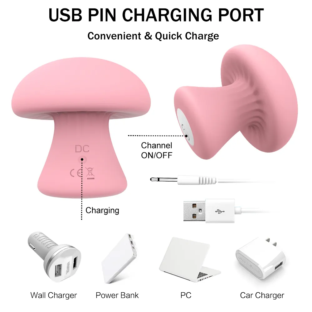 다기능 버섯 진동기 질 유방 바디 페이스 마사지 성인을위한 섹시한 장난감 남성 여성 젖꼭지 음핵 자극기