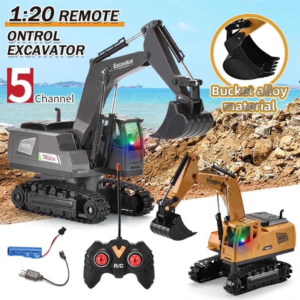 RC Excavator Electric Mini Remote Control Bulldozer Alloy Plastic Engineering Car Tamik Denking Crane Vehicle For Boy