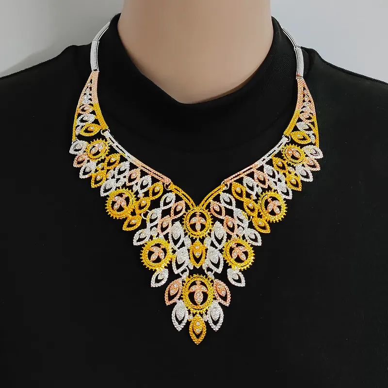 Ensemble de bijoux de Costume africain de mariage nigérian, couleur or de dubaï, ensembles de collier à breloques à la mode pour femmes, cadeau de fête 220812