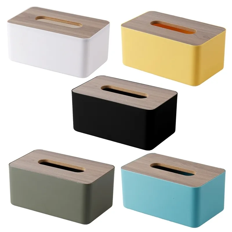 Caixa de armazenamento removível de papel de papel de tecidos de madeira Caixa removível Bote Mouchoirs Lagerung Boxes para o escritório em casa 220523