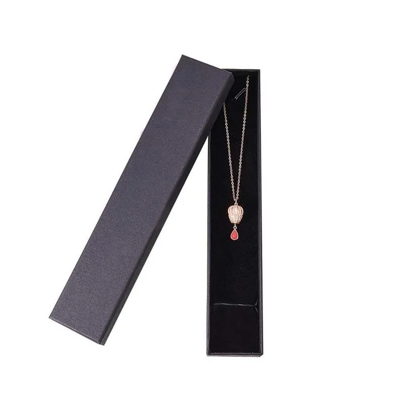 Boîte de rangement de bijoux carrée rectangulaire, présentoir de boucles d'oreilles, colliers et bracelets, porte-cadeau, emballage en carton noir 220630274L