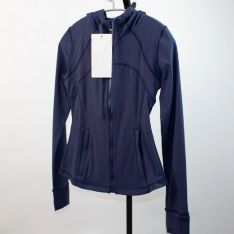 Kadın kapüşonlu ceket sporlarının Cepleri ile Zip Ceket tanımlamasını istiyorsunuz LU-088 Egzersiz Koşu Egzersiz En İyi Gym Wear251V