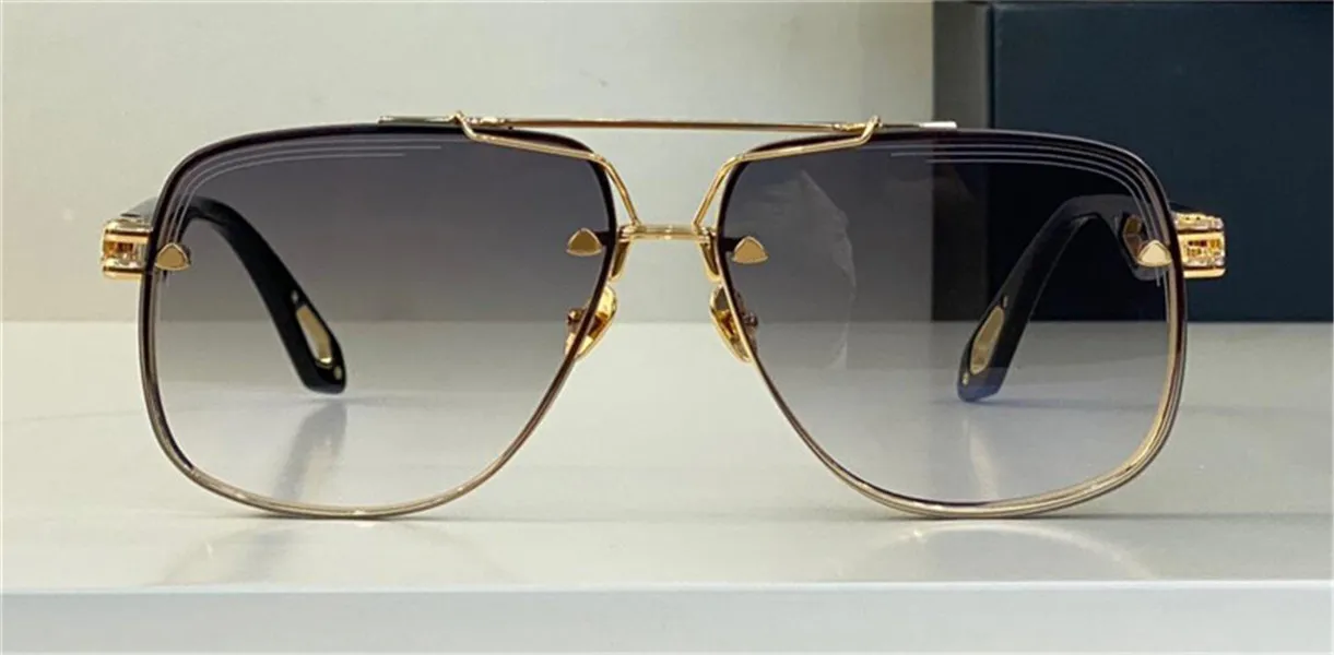 Top-Mann-Modedesign-Sonnenbrille THE KING II quadratische Linse K-Goldrahmen High-End-großzügiger Stil Outdoor-UV400-Schutzbrille246O