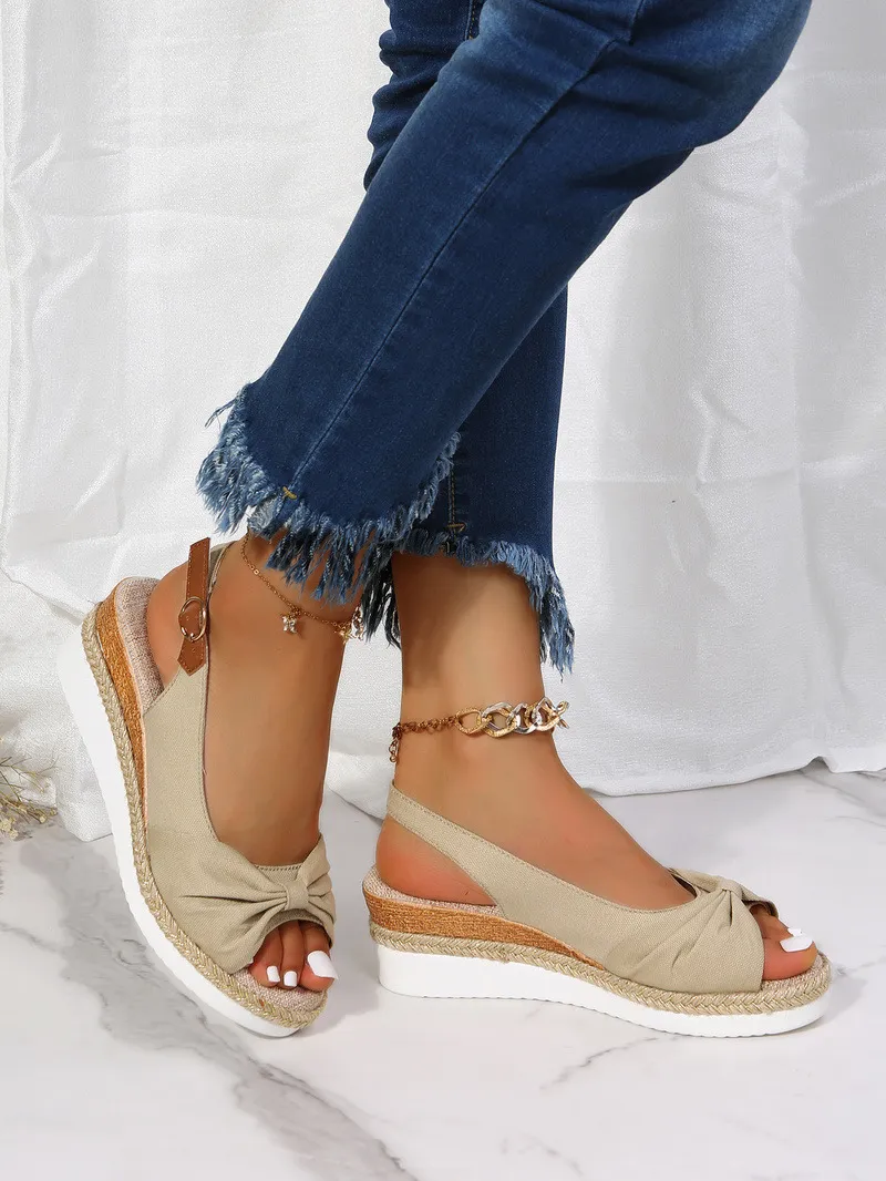 Fashion Buckle Peep Toe Women Sandals Wedges Comfort Lightweight High Heels Wear resistant Office Wedding 220620