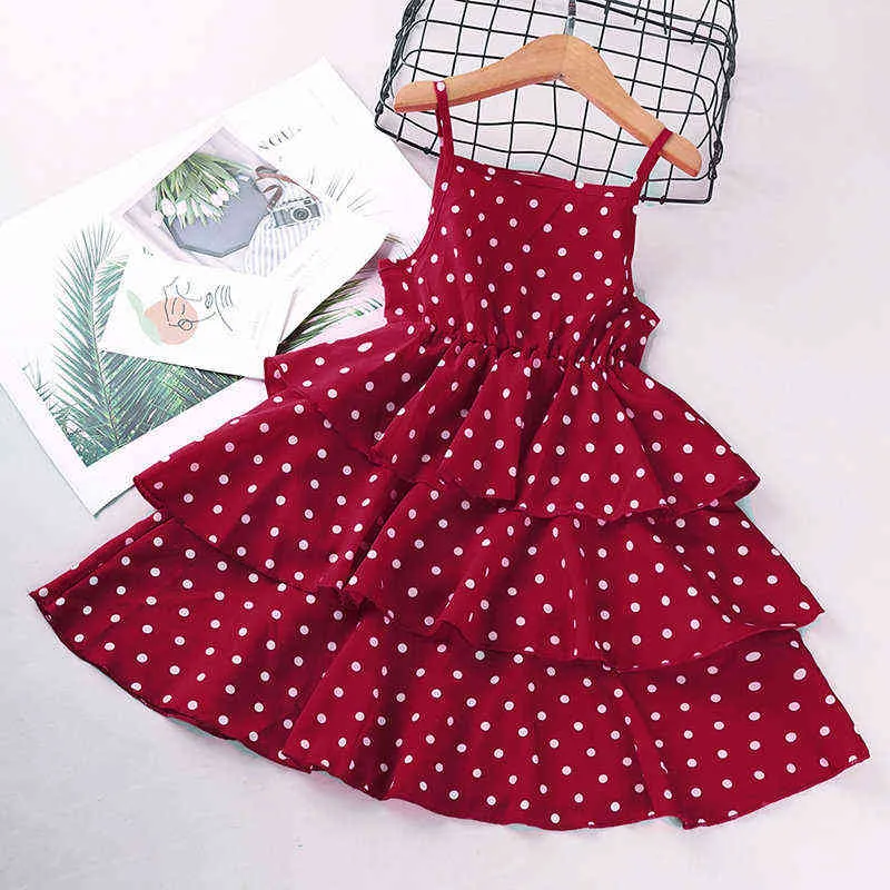 Девочки Принцесса платье летняя одежда в горошек Dots Slip Press Press Sweet Kids Costume 4-12YR G220518