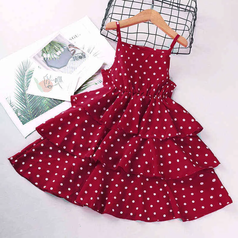 Girls Princess Dress Summer Clothes Polka Dots Slip Cupcake Dress Sweet Kids Outfit Costume 4-12Yr G220518