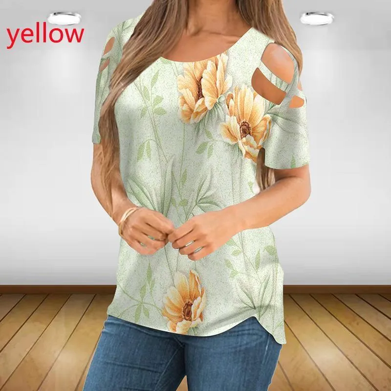 Women Loose Printed Short Sleeves Strapless Fashion Plus Size Summer Casual T Shirt XS 9XL 220628