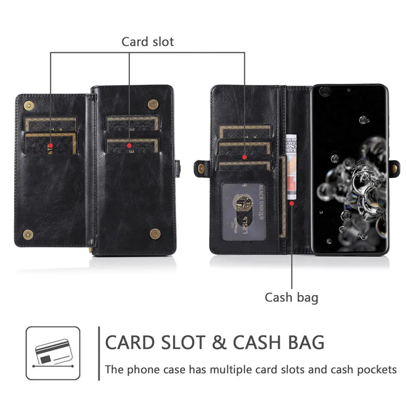 Magnetische Leather Phone Case Voor Samsung S21 S22 Plus S20 FE S10 S9 S8 Wallet Card Cover voor Galaxy Note 20 Ultra 10 9 8 Coque