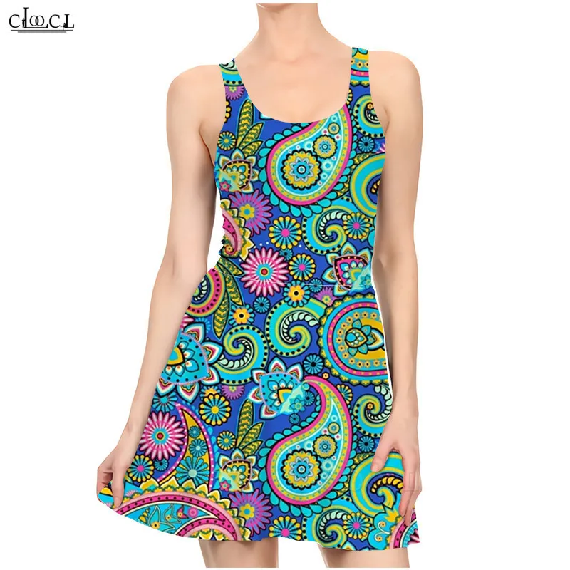 Paisley National Flower Dress 3D Print Fashion Womens Olcyless Dontless Disual Sexy Slim Summer Beach Womans 220617