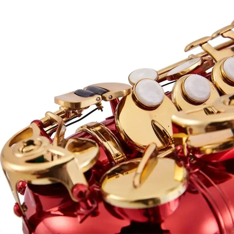 Novo vermelho BB Profissional Suppanha de ouro saxofone de saxofone curvo não desaparece o tom de tom saxo de grau profissional soprano