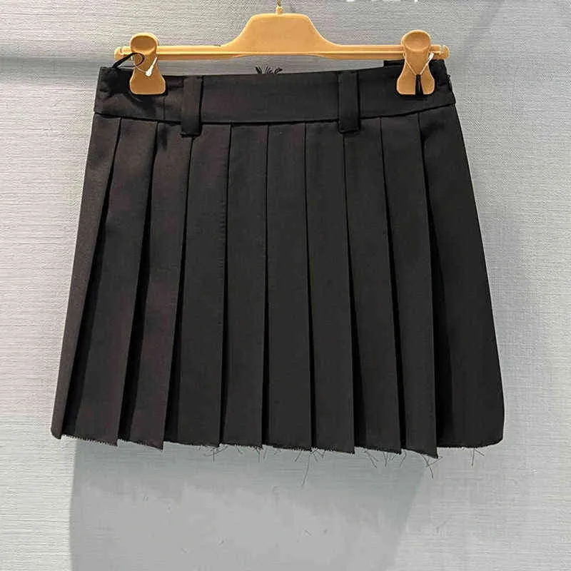 summer new black pleated skirt versatile college princess high waist