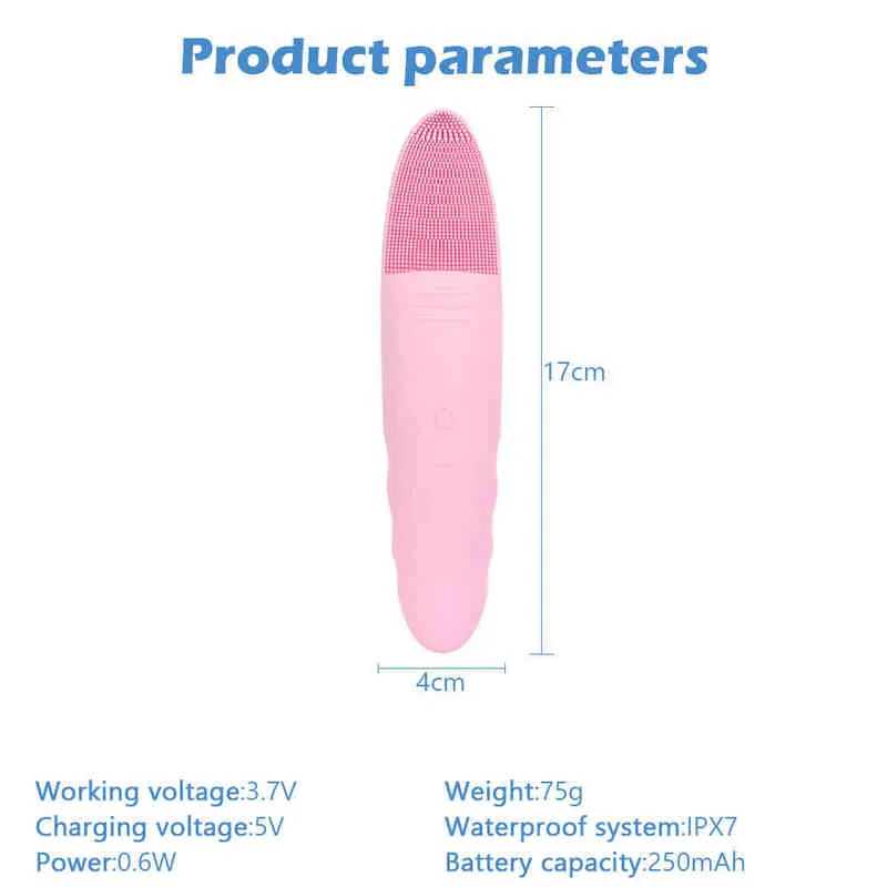 السيليكون الوجه تنظيف فرشاة مسام الوجه مقاوم للماء منظف عميق منظف الجلد الميت سونيك الاهتزاز مقشر 220429