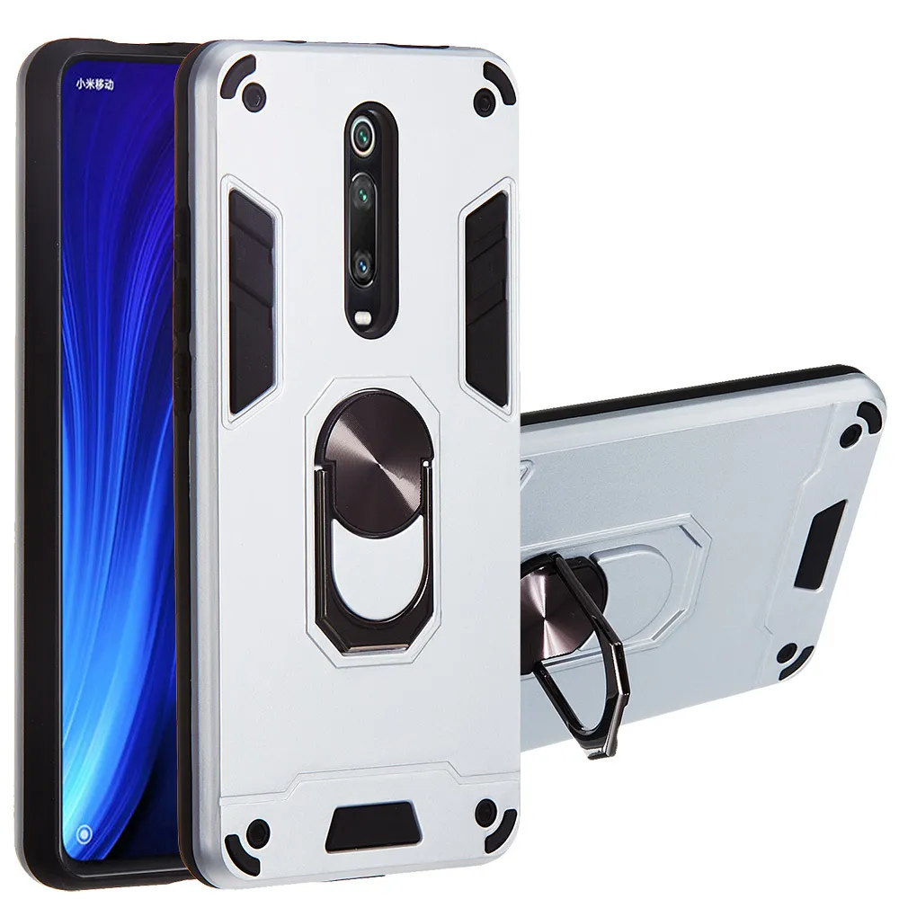 Estojos de armadura antichoque para Xiaomi mi 9T Redmi K20 Pro com suporte de anel magnético, estrutura de TPU rígido, estojo protetor traseiro