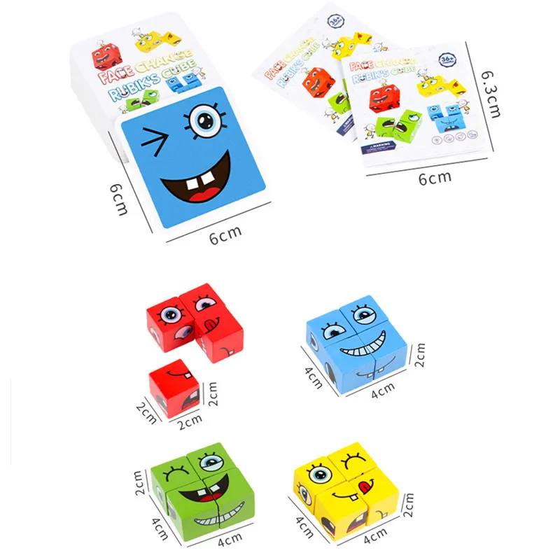 Kids Educational Toys Emotion Changes Blocs Expressions Puzzles Enfants Cube Table Jeux Enseignement précoce Éducation Montessori 220706