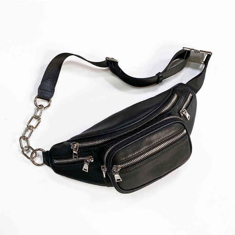 Fanny Packs King midjepåse Kvinnor Fashion Ins Chain Chest Bag Läder Kvinnor Fashion Womens Single Shoulder Messenger Bag 220627