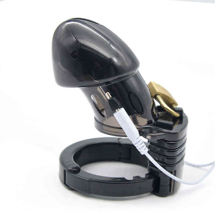 Erotica Adult Toys Factory Price Electro Shock Male Chastity Device Cock Cage With Adjustable Cuff Ring Adult Lock Belt Sex Toys A175 220507