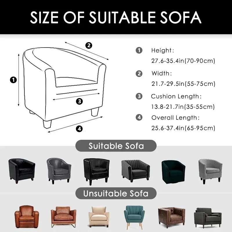Housse de canapé élastique, couleur unie, extensible, pour siège unique, Club, protection de fauteuil, lavable, 220615