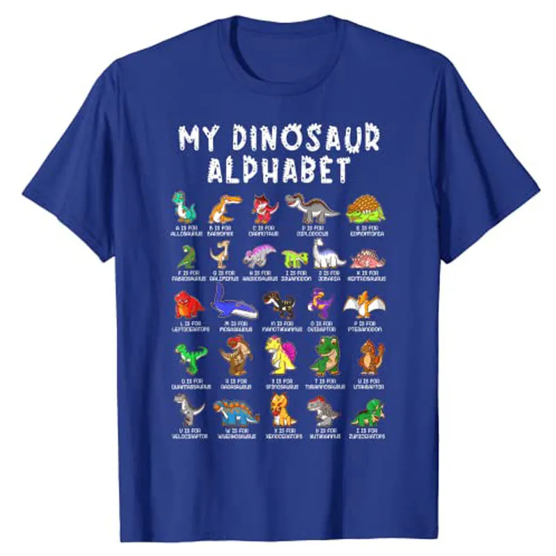 Types de dinosaures Alphabet Dino Identification t-shirt mignon t-shirt hauts pour enfants enfants produits personnalisés 220623