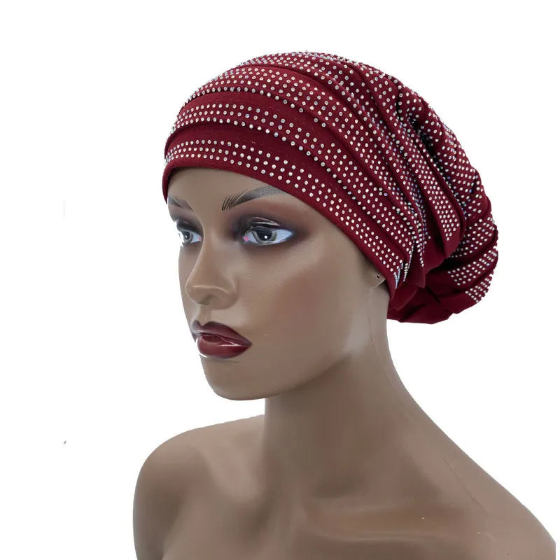 Candy Color Ladies Head envolve o capô de hijab muçulmano moda de arnês elástico de corpo inteiro plissado boné para mulheres 220813