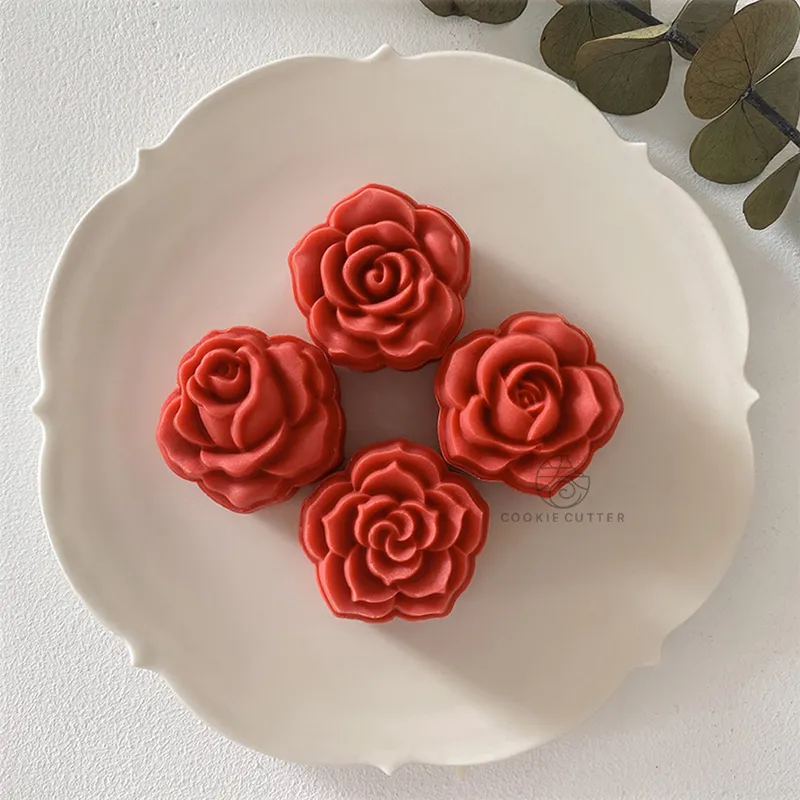 4 -stcs set 30 g 50g rozenvorm Mooncake mal valentines dag handdruk maan cake mal diy decoratie bakgereedschap keuken 220721