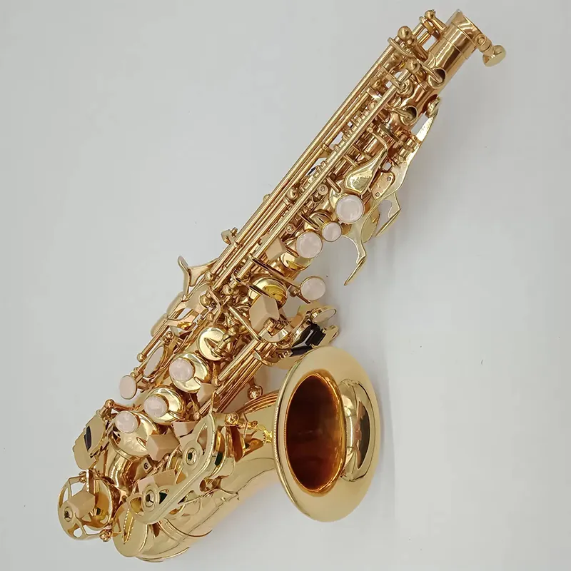 Structure originale WO20 modèle Bb saxophone soprano professionnel incurvé laiton plaqué or tonalité de qualité professionnelle tout neuf SAX