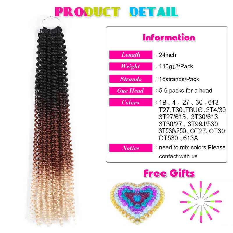 Freetres Water Wave Crochet Hair для бабочек с замками 24 -дюймовые синтетические плетеное плетено