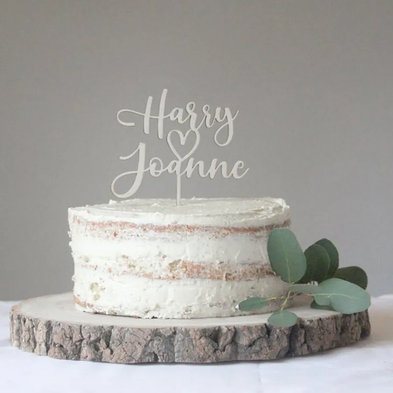 Personalised Wedding Decor Custom Cute Heart Wedding Cake Topper, Love Heart Wedding Cake Topper, Wooden Gift Cake Topper