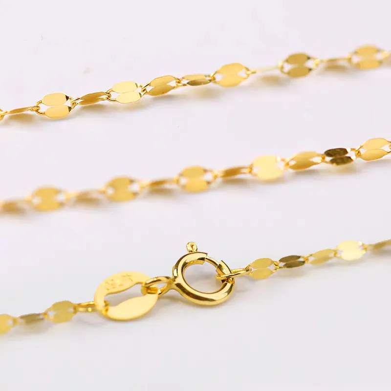 YUNLI Collana di gioielli in oro reale 18 carati Semplice catena di piastrelle Design Pure AU750 Ciondolo donne Bel regalo 2207229709652
