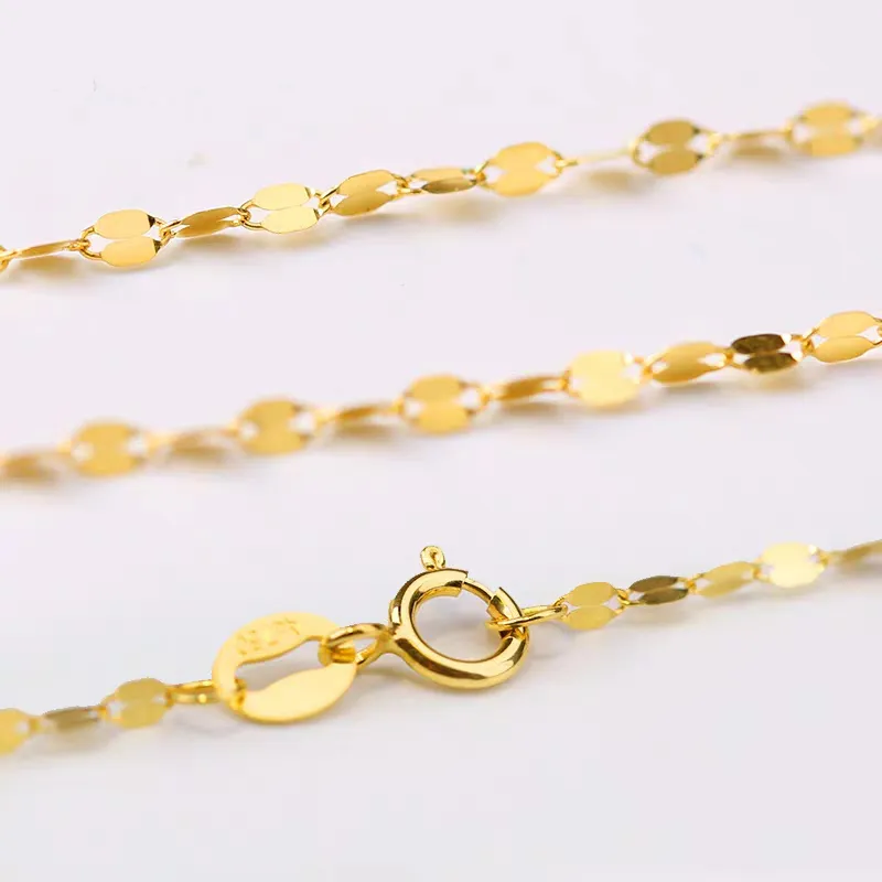 YUNLI Real 18K Gold Jewelry Necklace Simple Tile Chain Design Pure AU750 Pendant for Women Fine Gift 2207225091110