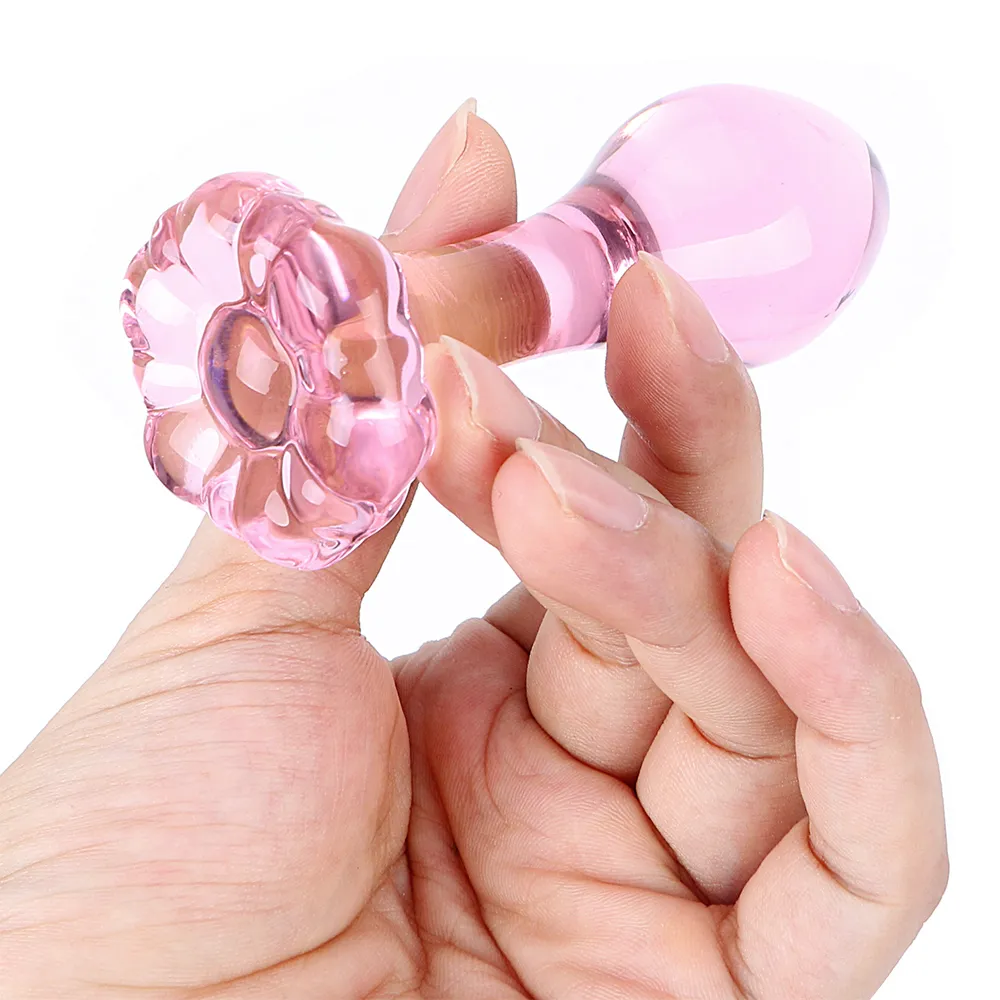 Pink Butt Plug Glass Giocattoli sexy anali uomo Donna Masturbazione Prodotti adulti Massaggiatore prostatico