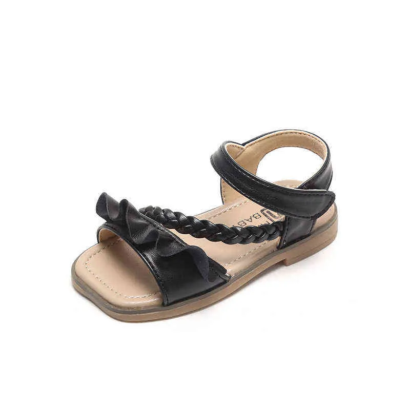 Sandalias para niñas de 1 a 7 años, estilo tejido 2021, zapatos planos de verano para niños, sandalias para niños de playa para bebés, sandalias para niñas pequeñas, moda con volantes G220523