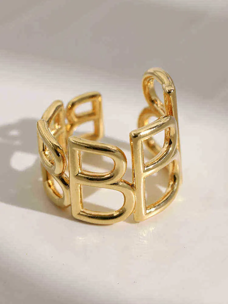 Anelli con lettera B cava regolabile Anelli con dito in metallo donna Uomo Anello aperto Gioielli di moda