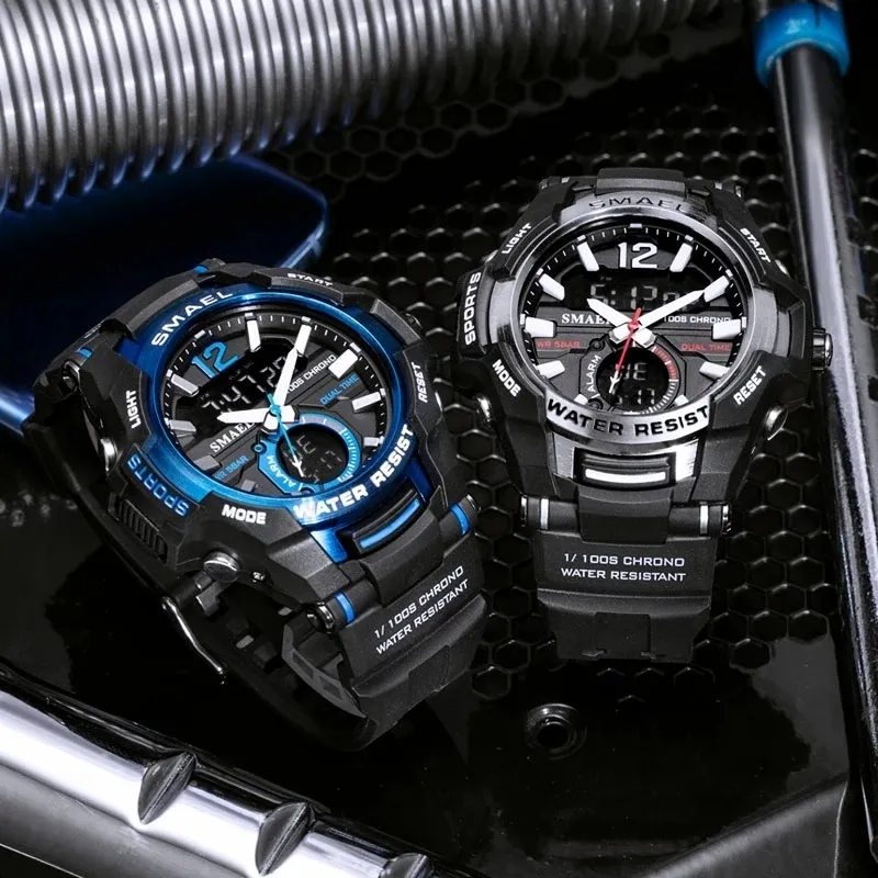 Smael Men Watches Fashion Sport Super Cool Quartz LED Digital Watch 50m vattentätt armbandsur Herrklocka Relogio Masculino 2176Z