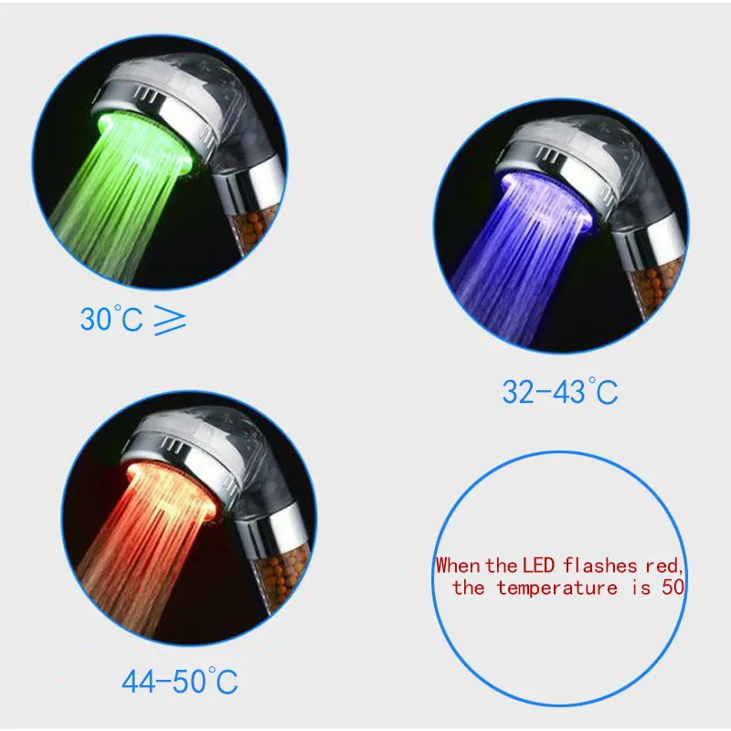 بيع led anion دش سبا رئيس الضغط توفير المياه التحكم في درجة الحرارة الملونة المحمولة المطر كبير 220401