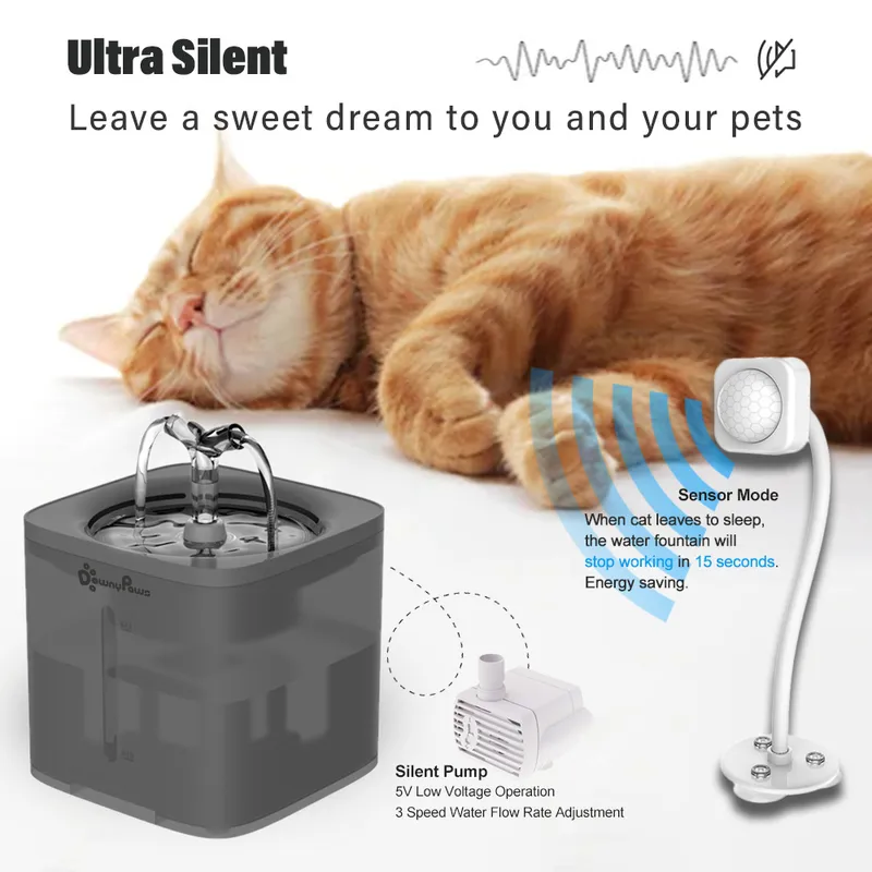 2L automatique Pet chat fontaine d'eau filtre distributeur mangeoire intelligent buveur pour chats bol chaton chiot chien fournitures à boire 220323