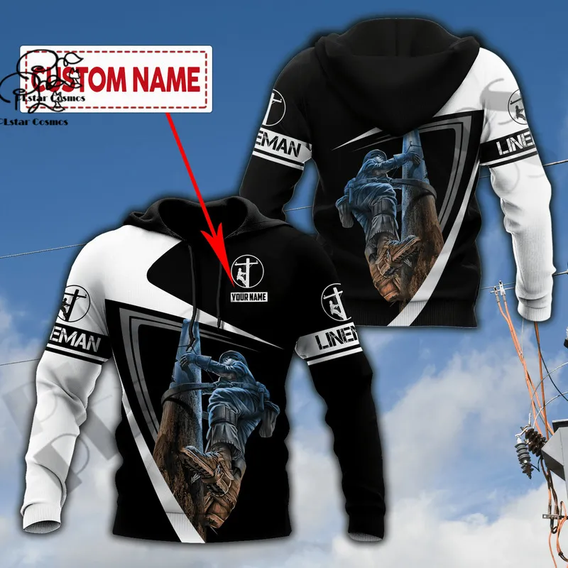 PLstar Cosmos 3DPrinted est Lineman Custom name Unique Hrajuku Streetwear Funny Unisex Casual Hoodies Zip Sweatshirt Q 6 220714