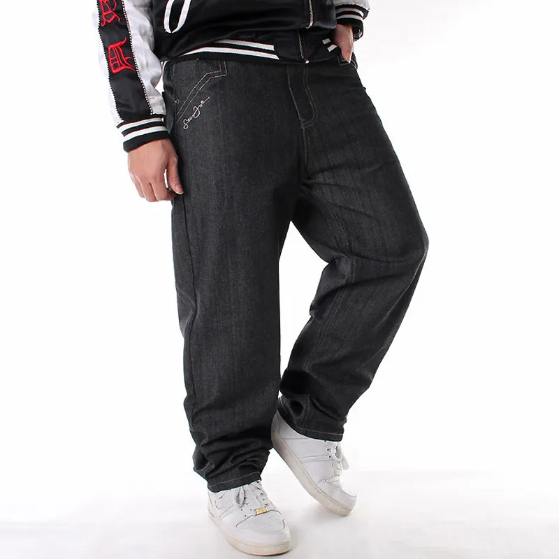 EBAIHUI homme jean ample Hip Hop Skateboard Baggy Denim pantalon Long Hip Hop Rap mâle pantalon noir grande taille