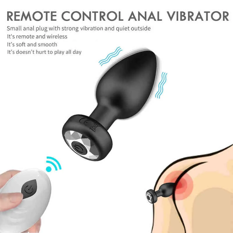 NXY Vibratori Vibrador Anal inalmbrico para hombres y mujeres juguete sex con control remoto tapn Anal masajeador de prstata Consolador punto 0408