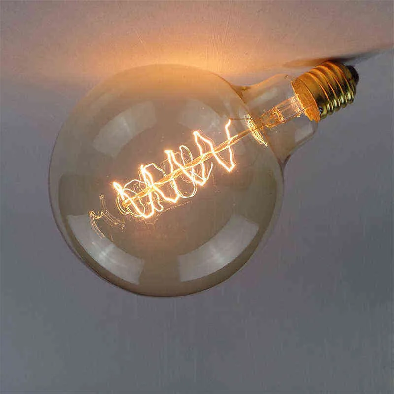 1st 40W 220V edison lampor Kolfilament Clear Glass's glödlampan E27 G125 för heminredda lampor varm vit H220428