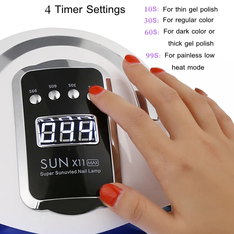 Secadores de unhas sunx11 lâmpada LED UV de luz máxima para manicure Curing Gel Polish 66 LEDS MACHINE DE MÁQUINA 220829