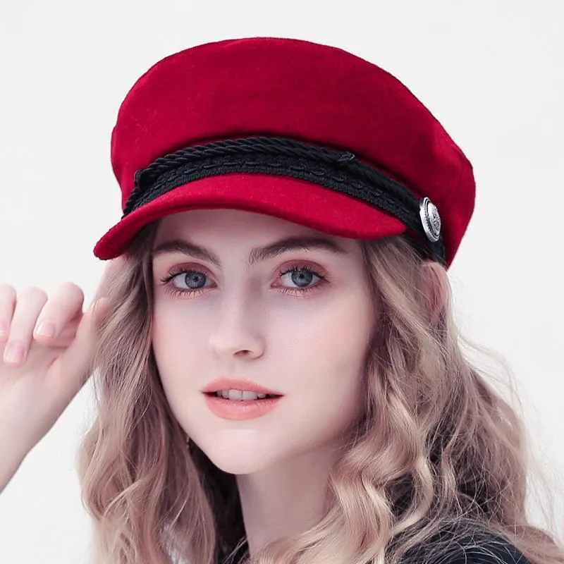 Basker trend vinter hattar för kvinnor fransk stil ull bagare's boy hatt cool baseball cap svart visir gorras casquetteberets