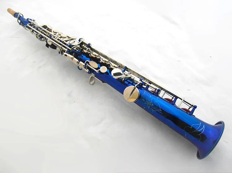Högkvalitativ blå B-platta professionell sopran saxofon skal guldpläterade nycklar professionell kvalitet tonsax sopran instrument