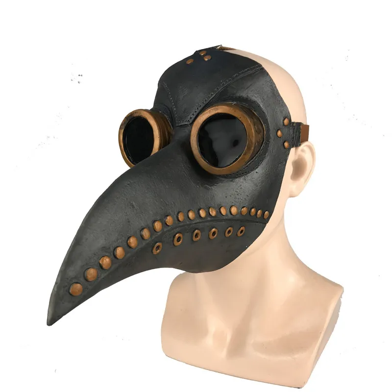 Drôle Latex Steampunk Peste Docteur Oiseau Masque Cosplay Long Nez Halloween Mascarade Costume Props 220715