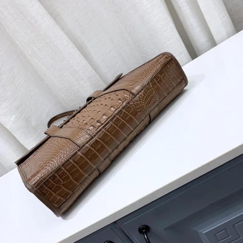Bortkörningar Crocodile Mönster Läder Business Handbag High-klass Single Shoulder Messenger Bag Laptop Men's Portfase315U